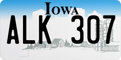 IA license plate ALK307