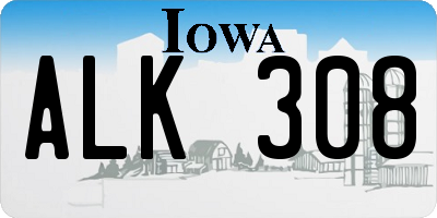 IA license plate ALK308