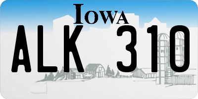 IA license plate ALK310