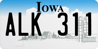 IA license plate ALK311