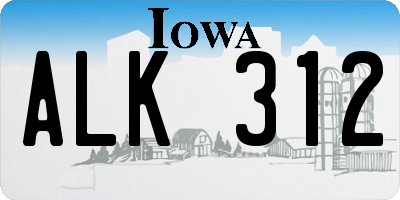 IA license plate ALK312
