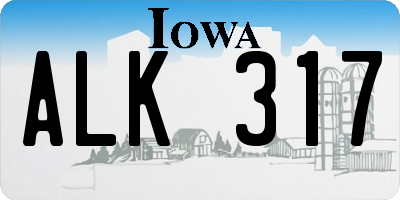 IA license plate ALK317