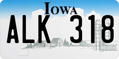 IA license plate ALK318