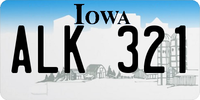 IA license plate ALK321