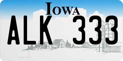 IA license plate ALK333