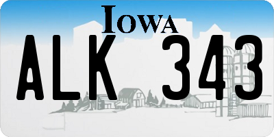 IA license plate ALK343