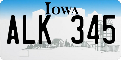 IA license plate ALK345