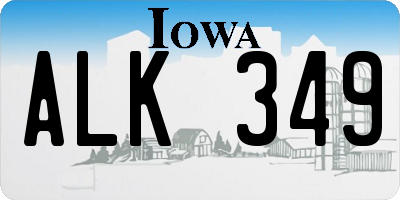 IA license plate ALK349