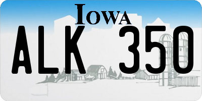 IA license plate ALK350