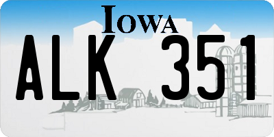 IA license plate ALK351