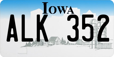 IA license plate ALK352