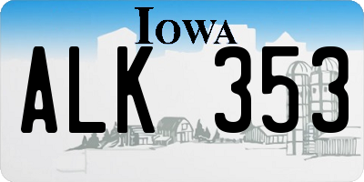 IA license plate ALK353
