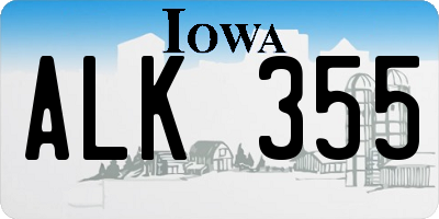 IA license plate ALK355