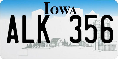 IA license plate ALK356