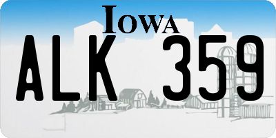 IA license plate ALK359