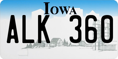 IA license plate ALK360