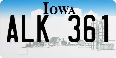 IA license plate ALK361