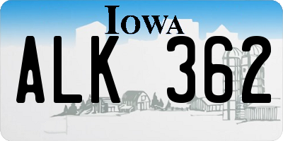 IA license plate ALK362