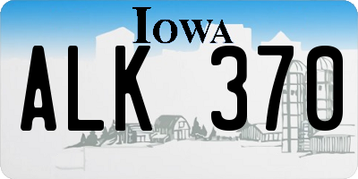 IA license plate ALK370