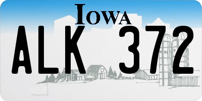 IA license plate ALK372