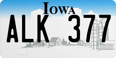 IA license plate ALK377