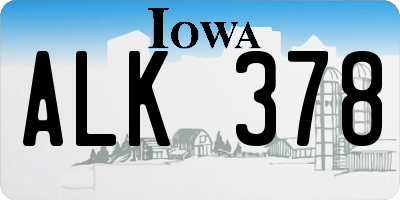 IA license plate ALK378