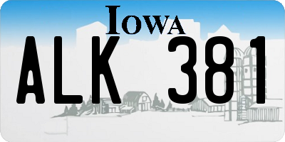 IA license plate ALK381
