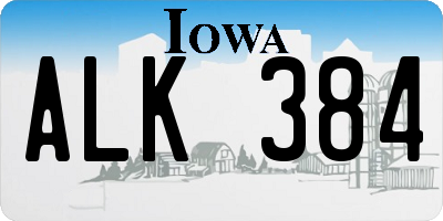 IA license plate ALK384