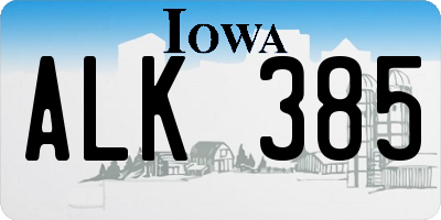 IA license plate ALK385