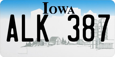 IA license plate ALK387