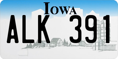 IA license plate ALK391