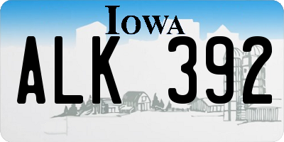 IA license plate ALK392