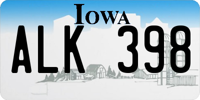 IA license plate ALK398