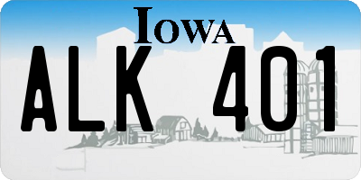 IA license plate ALK401