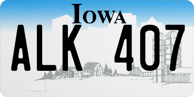 IA license plate ALK407
