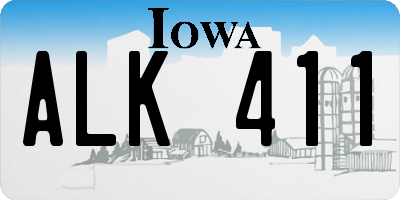 IA license plate ALK411