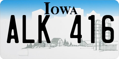 IA license plate ALK416