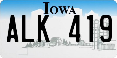 IA license plate ALK419