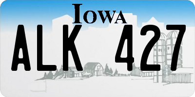 IA license plate ALK427