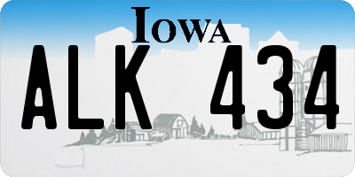IA license plate ALK434