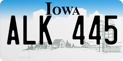 IA license plate ALK445