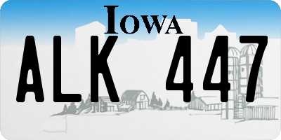 IA license plate ALK447
