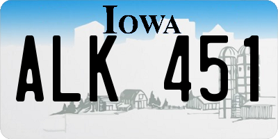 IA license plate ALK451