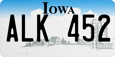 IA license plate ALK452