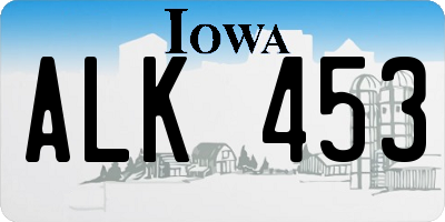 IA license plate ALK453