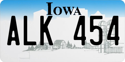 IA license plate ALK454