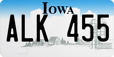 IA license plate ALK455