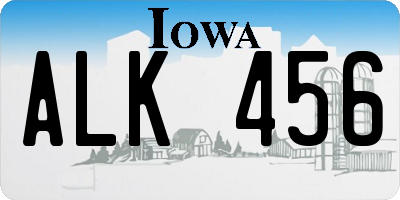 IA license plate ALK456