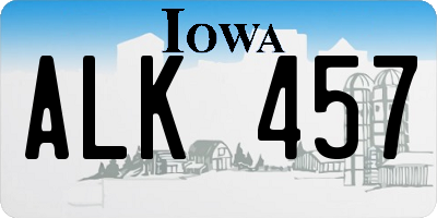 IA license plate ALK457