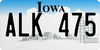 IA license plate ALK475